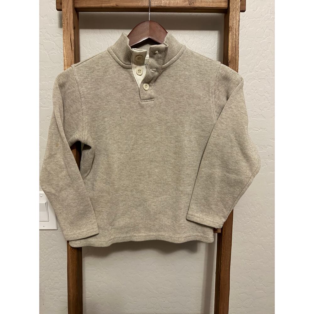 Gap Kids boys' henley button-up sweater in size small (6-7) - beige/cream color